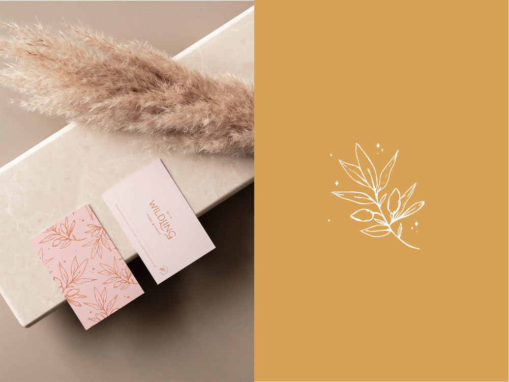 mockup of business cards for 'floral & events' company